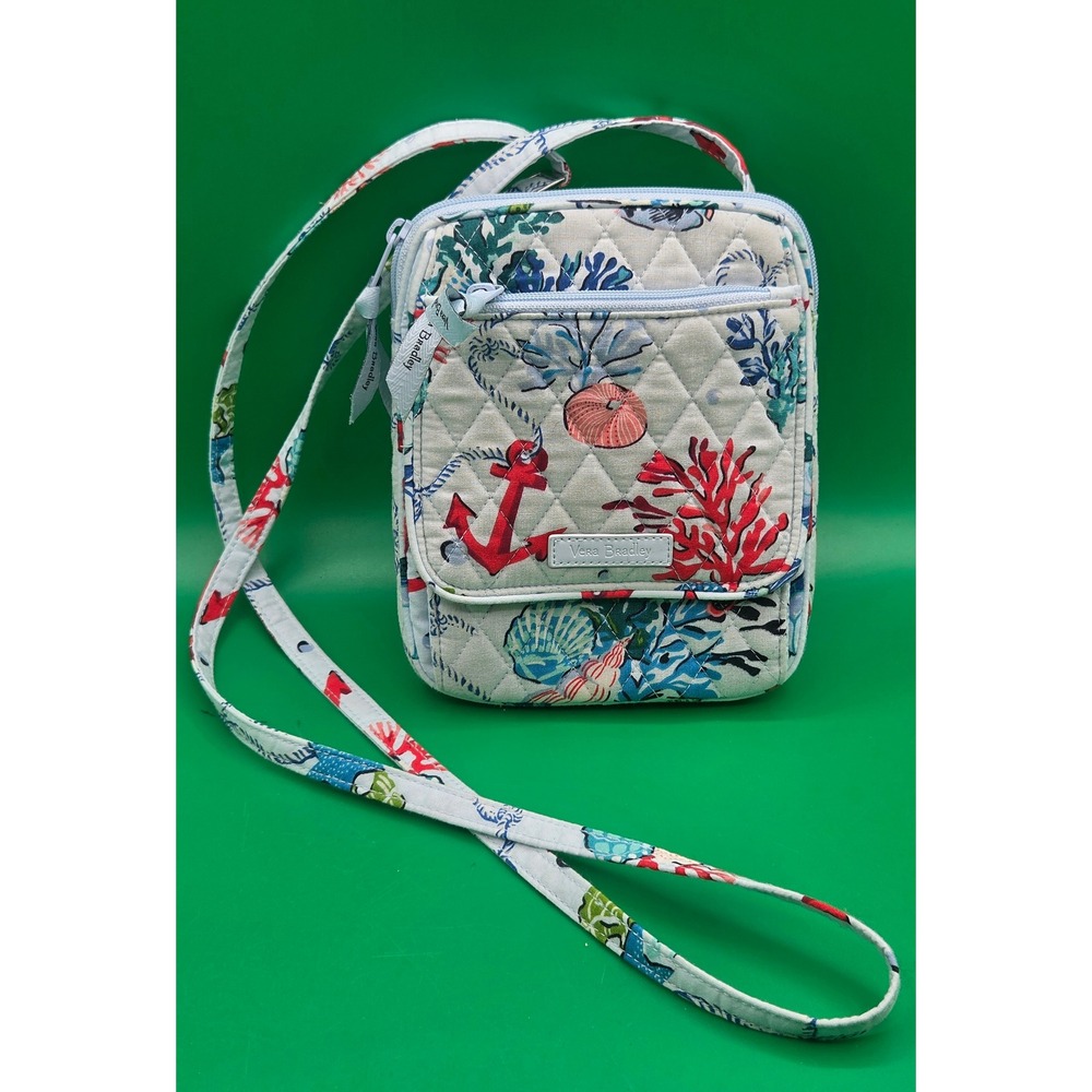 Vera Bradley Quilted Nautical Sea Turtle Anchor Crossbody Bag Blue Red Purse